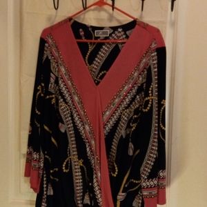 JM. Collection. blouse Pink and blue